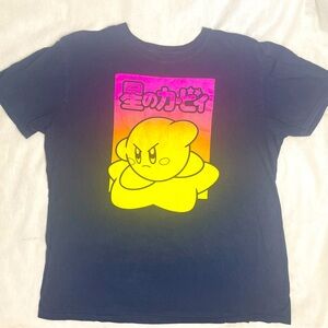 Nintendo Kirby Kanji Warp Star Ride T-Shirt Japanese Logo Navy Blue Mens Size XL